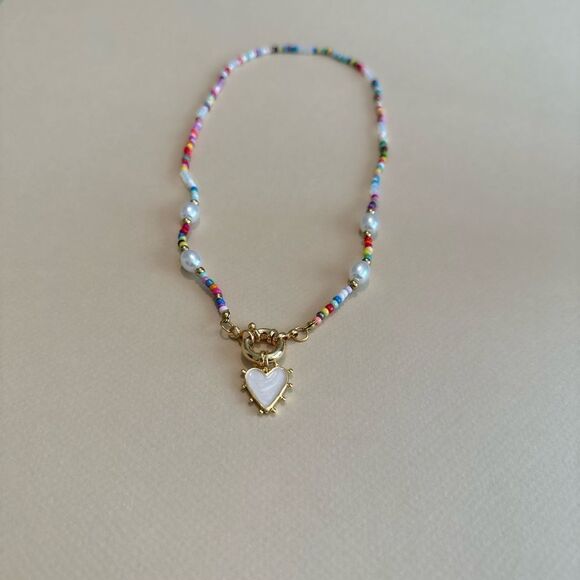 Beaded heart necklace N1019 - Picture 4 of 5